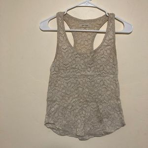 Off-White/Cream Lace Floral Racerback Tank Top